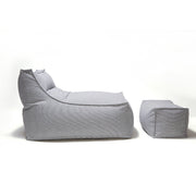 Superior Lounger and Square Pouf Light Grey